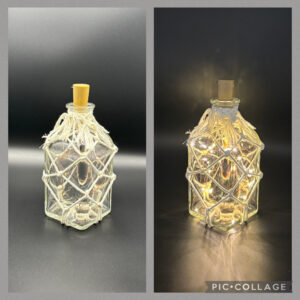 Beleuchtete Flasche mit Solarlicht