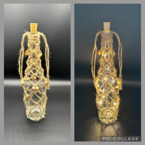 Beleuchtete Flasche mit Solarlicht