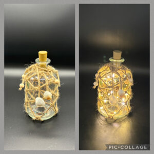 Beleuchtete Flasche mit Solarlicht