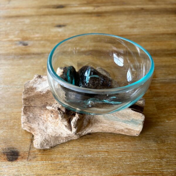 Teakholzwurzel mit Glasschale Ø ca.10 cm